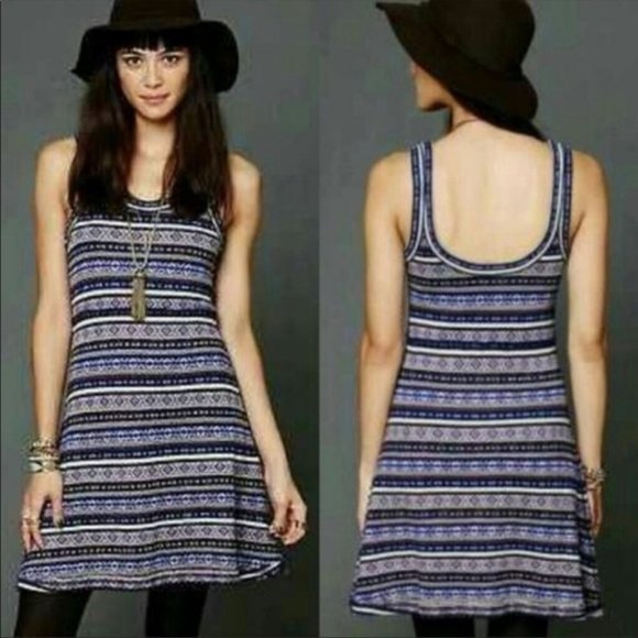 Free People Dresses & Skirts - FREE PEOPLE Fair Isle Fit Flare Tank Dress Large Knit Sweater Dress